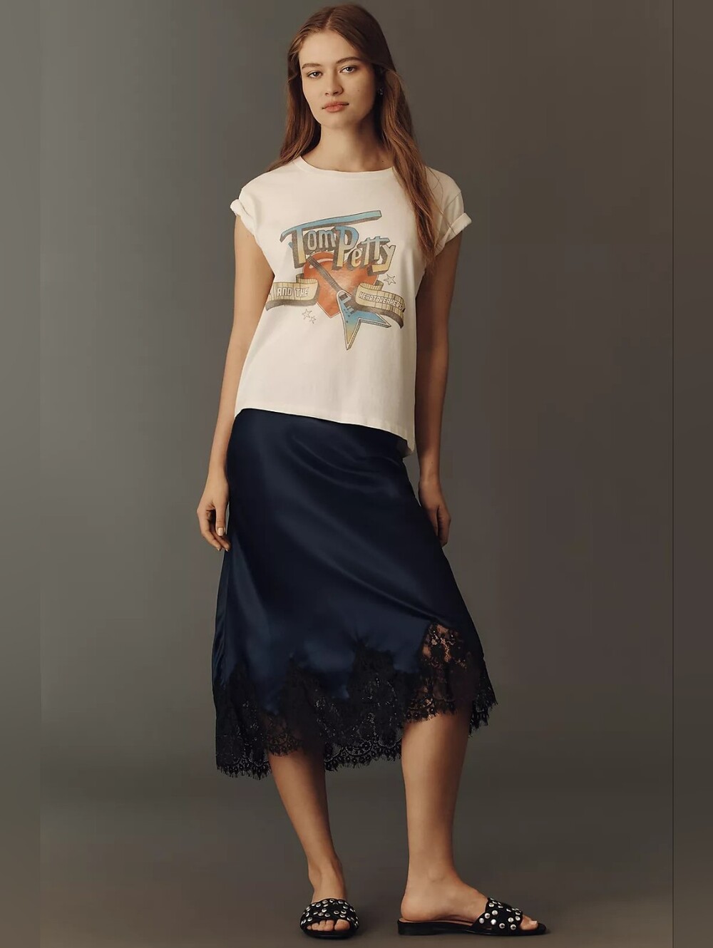 Reformation Carolina Lace-Hem Silk Midi Skirt Size XS